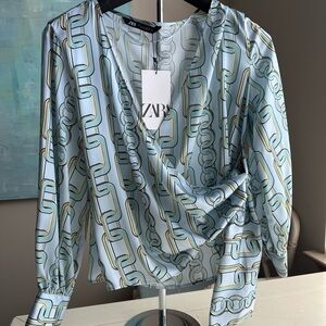 Zara Wrap Chain Blouse — new with tags